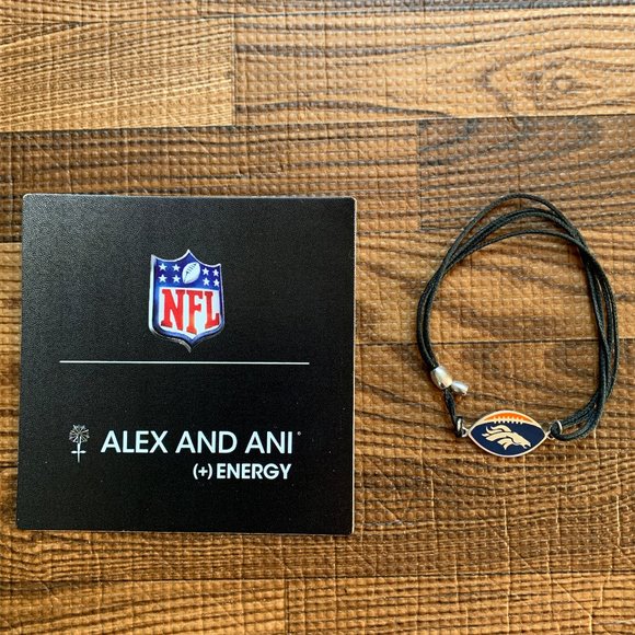 Alex & Ani NFL Denver Broncos Pull Cord Thread Bracelet w/ Sterling Silver Charm - Picture 1 of 5